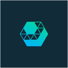 go down Arrow hexagon abstract logo design. Delivery icon. Web, Digital, Marketing, Network icon. construction concept. -vector