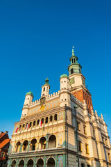Fototapeta na wymiar POZNAN, POLAND - September 2, 2019: Poznan Town Hall is a historic city hall in the city of Poznan, Poland
