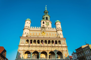 Fototapeta premium POZNAN, POLAND - September 2, 2019: Poznan Town Hall is a historic city hall in the city of Poznan, Poland