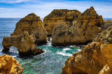 Fototapeta na wymiar The cliffs of the Ponta da Piedade are one of the finest natural features of Algarve region, Portugal