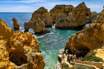 From the base of  Ponta da Piedade departing boat tours to explore the rocky coastline of Algarve....