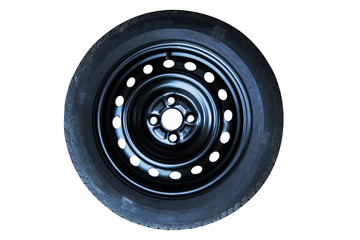 spare rubber tire isolated on white background