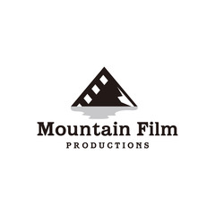 Photo film or film strip that forms a mountain. Modern  logo design for Movie or film production