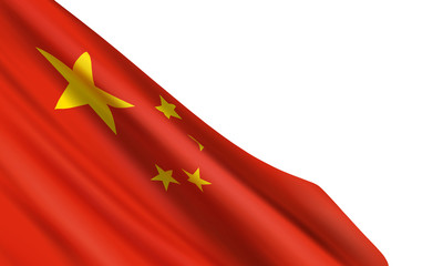 Background with a realistic flag of China isolated on white background. Vector element for National Day, Army Day, China National Maritime Day.