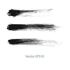 set of brush strokes on white background