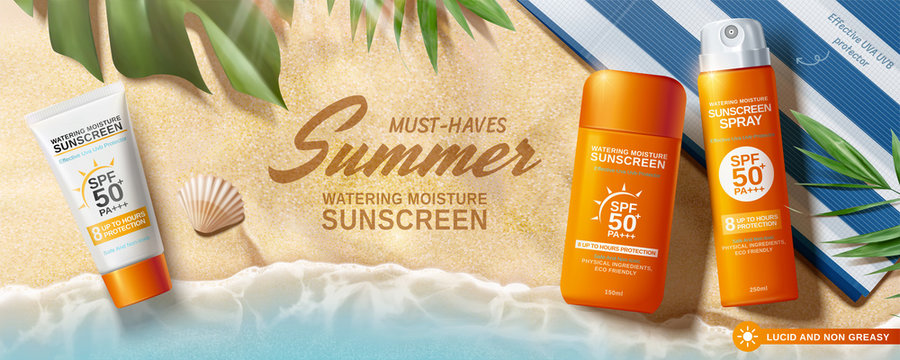 Summer Sunscreen Spray And Cream