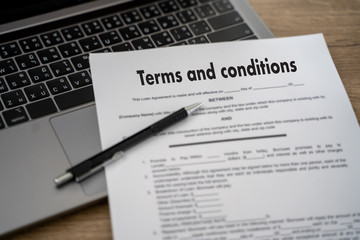 Terms of use confirm terms disclaimer conditions to policy service man use pen Terms and conditions agreement or document