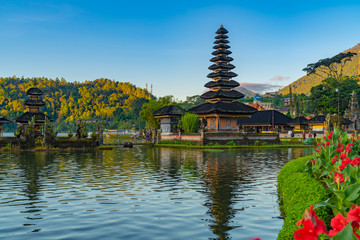 Pura Ulun Danu temple Beratan lake. - water temple in Bali, Indonesia.