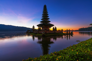 Pura Ulun Danu temple Beratan lake. - water temple in Bali, Indonesia.