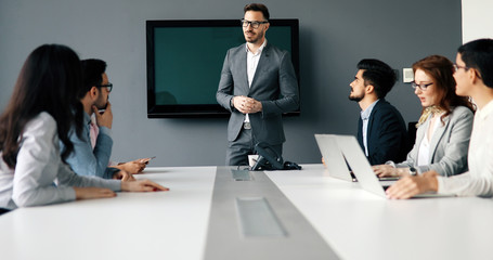Business people conference in modern meeting room