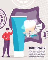 Whitening Toothpaste Flat Vector Vertical Banner