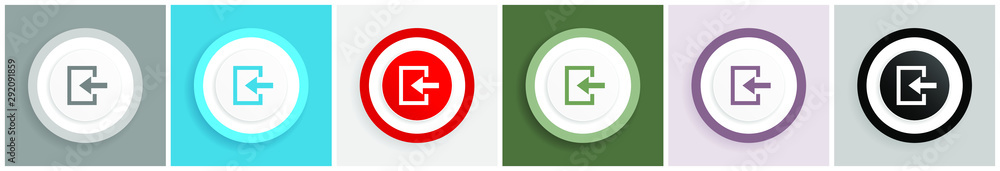 Leinwandbilder enter icon set, colorful flat design vector illustrations in 6 options for web design and mobile app