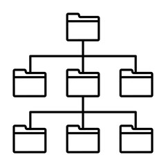 File system or filesystem with folders and directories line art vector icon for apps and websites