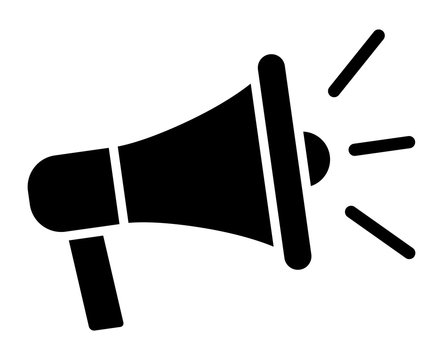 Electric megaphone with sound or marketing advertising flat vector icon for apps and websites