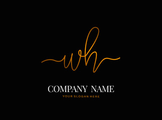 W H WH Initial handwriting logo design with circle. Beautyful design handwritten logo for fashion, team, wedding, luxury logo.
