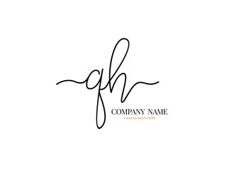 Q H QH Initial handwriting logo design with circle. Beautyful design handwritten logo for fashion, team, wedding, luxury logo.