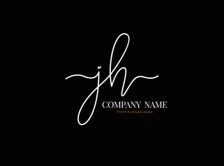 J H JH Initial handwriting logo design with circle. Beautyful design handwritten logo for fashion, team, wedding, luxury logo.
