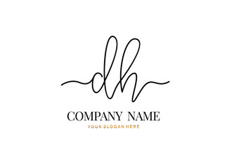 D H DH Initial handwriting logo design with circle. Beautyful design handwritten logo for fashion, team, wedding, luxury logo.