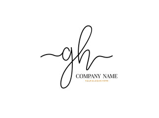G H GH Initial handwriting logo design with circle. Beautyful design handwritten logo for fashion, team, wedding, luxury logo.