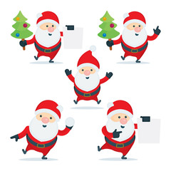 Santa Claus. Collection of Christmas Santa Clauses. Christmas Santa character vector illustrations. Part of set.