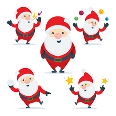 Santa Claus. Collection of Christmas Santa Clauses. Christmas Santa character vector illustrations. Part of set.
