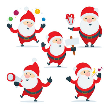 Santa Claus. Collection of Christmas Santa Clauses. Christmas Santa character vector illustrations. Part of set.