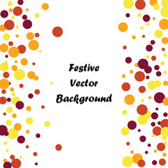 Festive color round confetti background. Square frame confetti texture for holiday, postcard, poster, website, carnivals, birthday and children's parties. Cover confetti mock-up. Wedding card layout