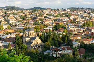 Fototapeta premium Kutaisi, Georgia. Panoramic aerial view of the city Georgian city of Kutaisi