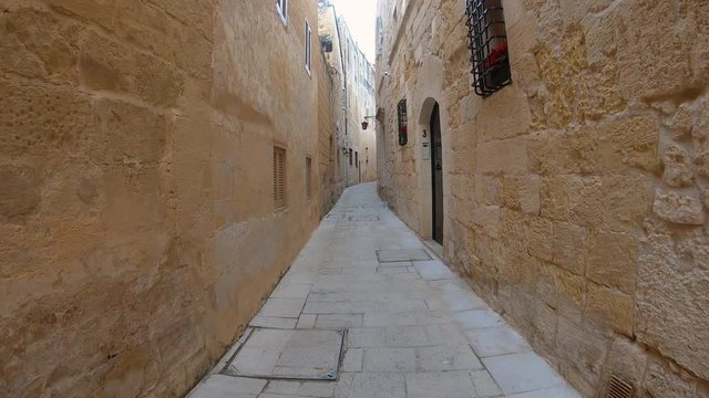 POV walking through alley on old medieval town
