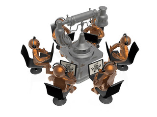 Mans with retro phone