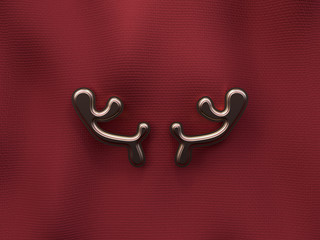 red flat scene fabric texture gold metallic object decoration christmas concept 3d rendering