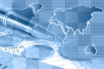 Map, table and coins