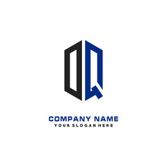 DQ Initial Letter Logo Hexagonal Design, initial logo for business,