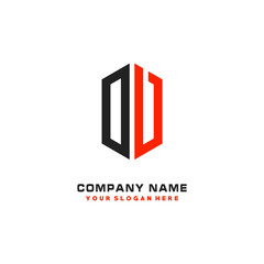 DV Initial Letter Logo Hexagonal Design, initial logo for business,
