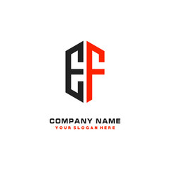 EF Initial Letter Logo Hexagonal Design, initial logo for business,