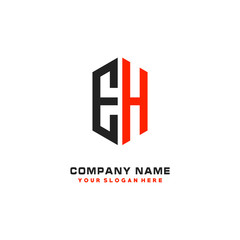 EH Initial Letter Logo Hexagonal Design, initial logo for business,