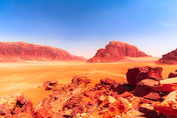 Wadi Rum - Red Desert with Jebel Umm Al Ishrin