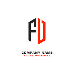 FV Initial Letter Logo Hexagonal Design, initial logo for business,