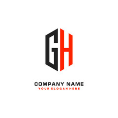 Obraz premium GH Initial Letter Logo Hexagonal Design, initial logo for business,