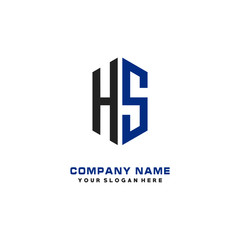 HS Initial Letter Logo Hexagonal Design, initial logo for business,