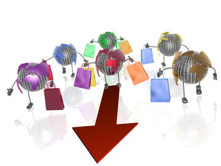 Globes with shop bags