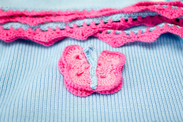 Baby knitted applique. Crochet Butterfly