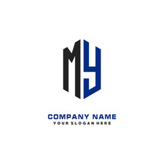 MY Initial Letter Logo Hexagonal Design, initial logo for business,