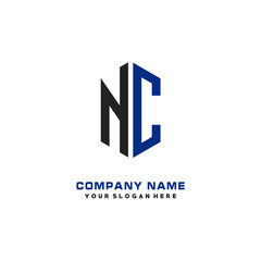 NC Initial Letter Logo Hexagonal Design, initial logo for business,
