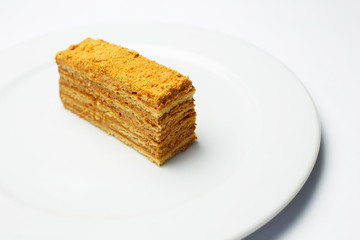 piece of cake on a white plate