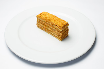 piece of cake on a white plate