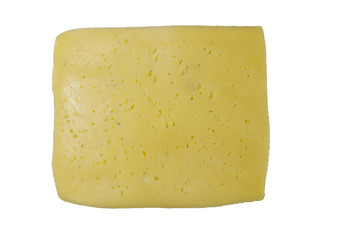 Slice of cheese isolated on white background