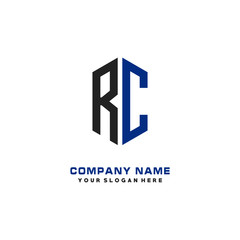RC Initial Letter Logo Hexagonal Design, initial logo for business,