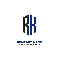 RK Initial Letter Logo Hexagonal Design, initial logo for business,