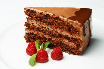 piece of cake on a white plate